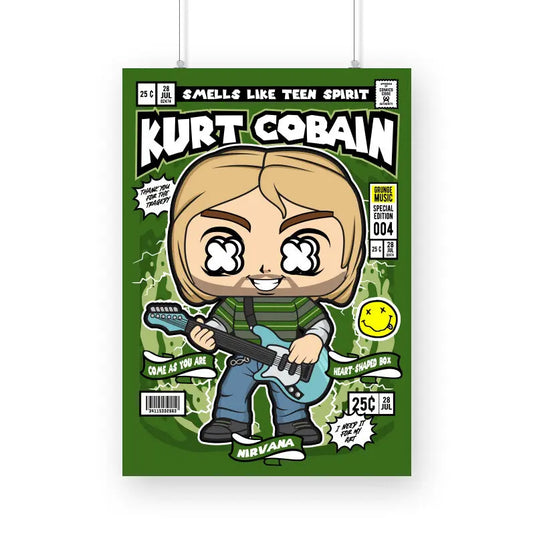 Kurt Cobain Comic League Poster - Nifty Rebels