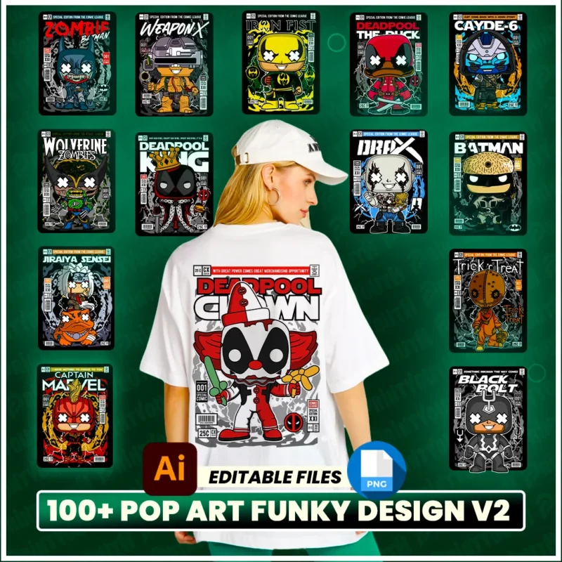 100+ Pop Art Funky V2 Design Bundle