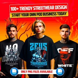 100+ Premium Streetwear T-Shirt Design Bundle
