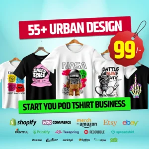 55+ Premium Urban T-Shirt Design Bundle