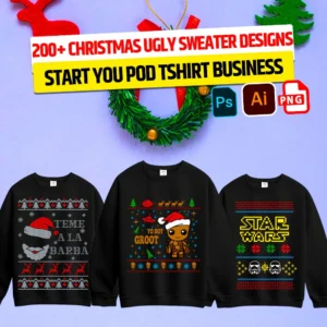 200+ Christmas Ugly Sweater Design Bundle